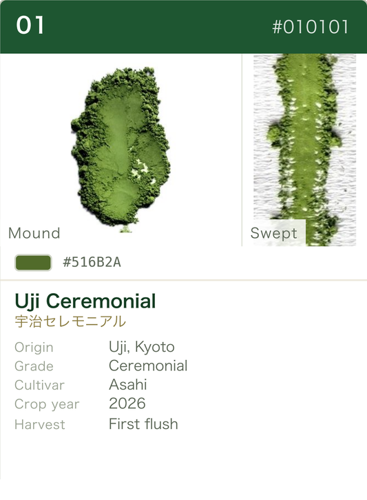 Uji Ceremonial Asahi color chart (English)